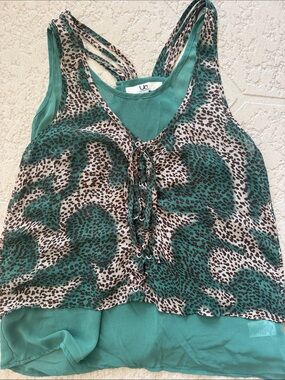 Ya Los Angeles Green and Brown Leopard Camisole